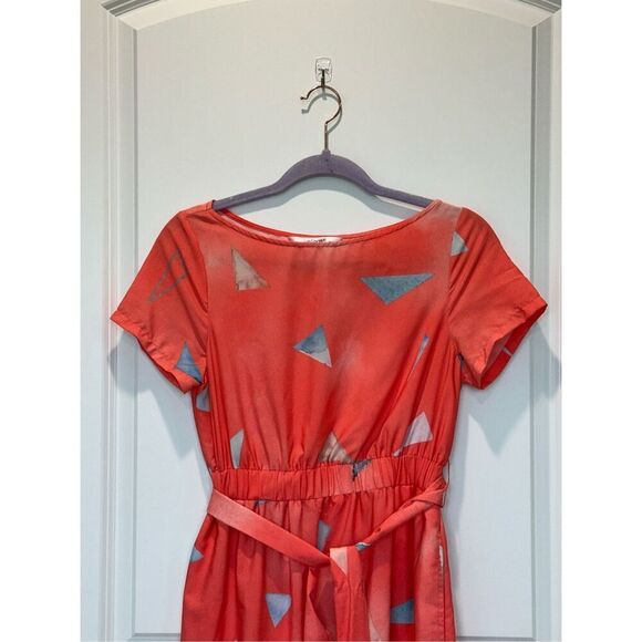 Eshakti Orange Belted Geometric Print Dress Size 4 - Picture 2 of 7